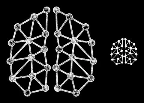 Polygonal Wire Frame Mesh Artificial Intelligence with Magic Illustrazione stock