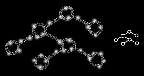 Polygonal Wire Frame Mesh Binary Tree with Magic Stockillustratie