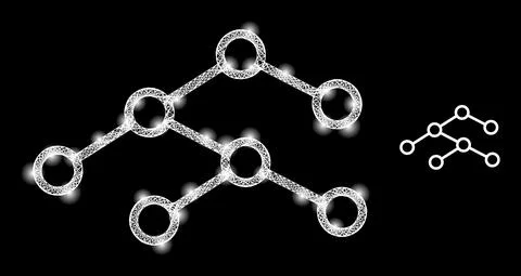 Polygonal Wire Frame Mesh Binary Tree with Magic Stockillustratie