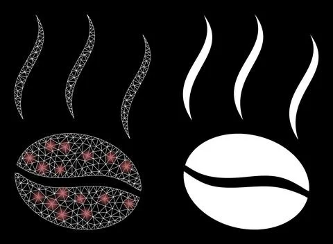 Polygonal Wire Frame Mesh Coffee Vapor with Lightspots Stock Illustration