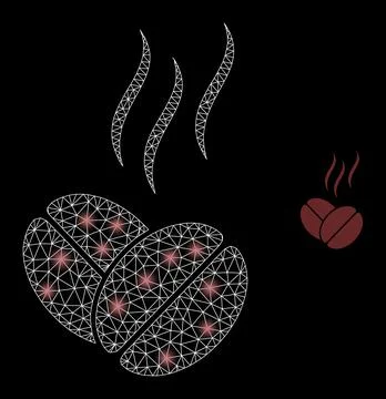 Polygonal Wire Frame Mesh Coffee Aroma with Magic Illustration