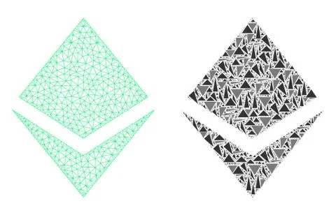 Polygonal Wire Frame Mesh Crystal and Mosaic Icon Illustrazione stock