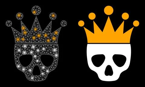 Polygonal Wire Frame Mesh Dead King with Magic Stock Illustration