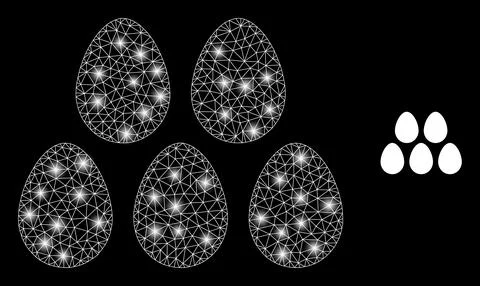 Polygonal Wire Frame Mesh Eggs with Magic Illustrazione stock