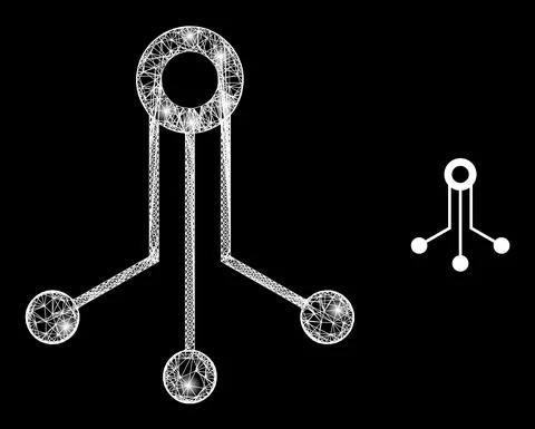 Polygonal Wire Frame Mesh Electronic Sensor with Light Spots Stock Illustration