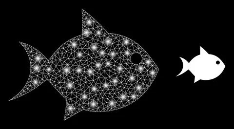 Polygonal Wire Frame Mesh Fish with Magic Stock Illustration