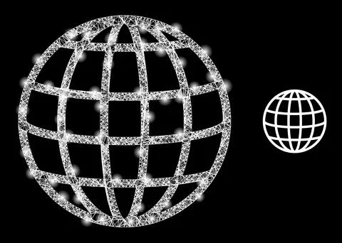 Polygonal Wire Frame Mesh Global with Lightspots Illustrazione stock