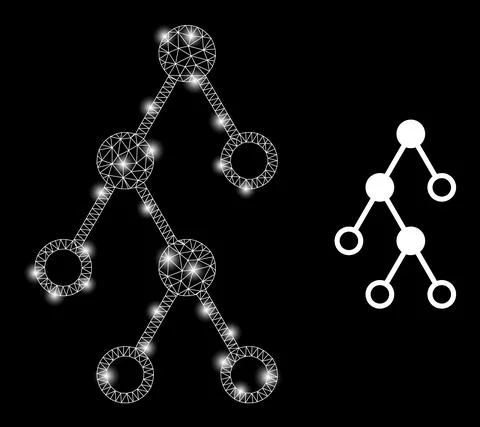 Polygonal Wire Frame Mesh Hierarchy Nodes with Glare Spots Stock Illustration
