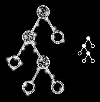 Polygonal Wire Frame Mesh Hierarchy Nodes with Glare Spots Stock Illustration
