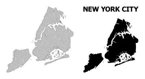 Polygonal Wire Frame Mesh High Detail Vector Map of New York City Abstractions Stock Illustration
