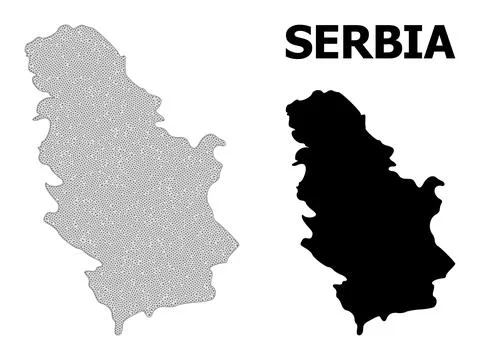 Polygonal Wire Frame Mesh High Resolution Vector Map of Serbia Abstractions Stock Illustration