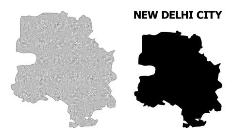 Polygonal Wire Frame Mesh High Detail Vector Map of New Delhi City Abstractions 스톡 일러스트