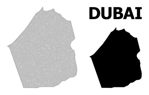 Polygonal Wire Frame Mesh High Detail Vector Map of Dubai Emirate Abstractions Stock Illustration