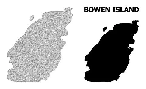 Polygonal Wire Frame Mesh High Detail Vector Map of Bowen Island Abstractions Stock Illustration