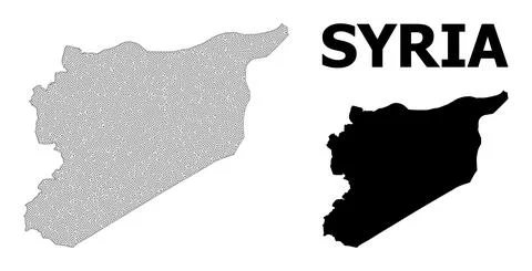 Polygonal Wire Frame Mesh High Resolution Vector Map of Syria Abstractions Stock Illustration