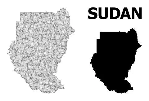 Polygonal Wire Frame Mesh High Resolution Vector Map of Sudan Abstractions Illustrazione stock