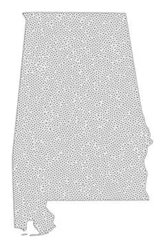 Polygonal Wire Frame Mesh High Resolution Raster Map of Alabama State Illustrazione stock
