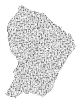 Polygonal Wire Frame Mesh High Detail Raster Map of French Guiana Abstractions Stock Illustration