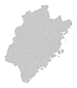 Polygonal Wire Frame Mesh High Detail Raster Map of Fujian Province Abstractions Stock Illustration