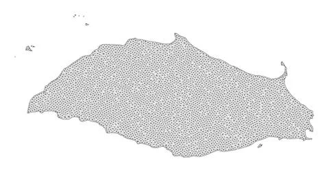 Polygonal Wire Frame Mesh High Detail Raster Map of Isla La Tortuga Abstractions Illustrazione stock