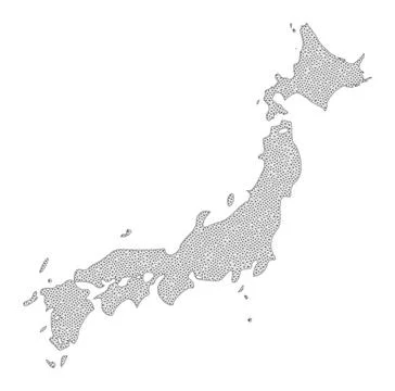 Polygonal Wire Frame Mesh High Detail Raster Map of Japan Abstractions Stock Illustration