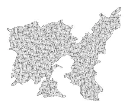 Polygonal Wire Frame Mesh High Detail Raster Map of Lemnos Island Abstractions Stock Illustration