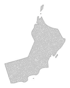 Polygonal Wire Frame Mesh High Detail Raster Map of Oman Abstractions Stock Illustration