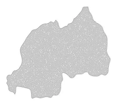 Polygonal Wire Frame Mesh High Detail Raster Map of Rwanda Abstractions Stock Illustration