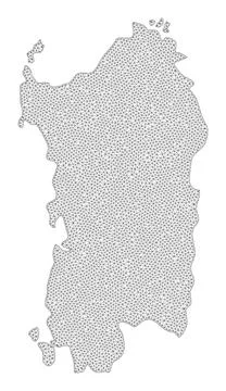 Polygonal Wire Frame Mesh High Resolution Raster Map of Sardinia Region Stock Illustration