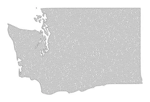 Polygonal Wire Frame Mesh High Resolution Raster Map of Washington State Stock Illustration