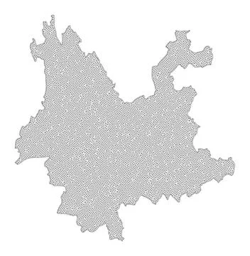 Polygonal Wire Frame Mesh High Detail Raster Map of Yunnan Province Abstractions Stock Illustration