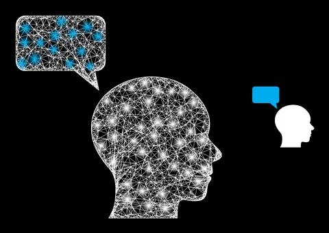 Polygonal Wire Frame Mesh Man Mention with Lightspots Stock Illustration