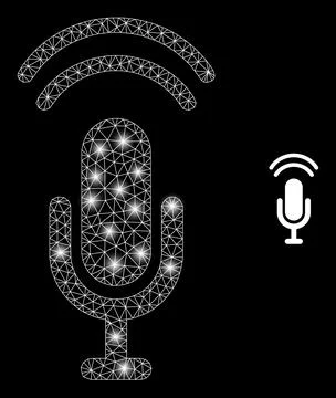 Polygonal Wire Frame Mesh Podcast with Glare Spots 스톡 일러스트