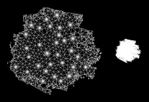 Polygonal Wire Frame Mesh Round Charcoal Texture with Magic Stock Illustration