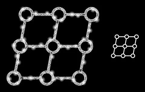 Polygonal Wire Frame Mesh Shifted Grid Nodes with Glare Spots Illustrazione stock