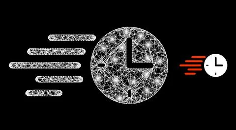 Polygonal Wire Frame Mesh Time Movement with Lightspots Stock Illustration