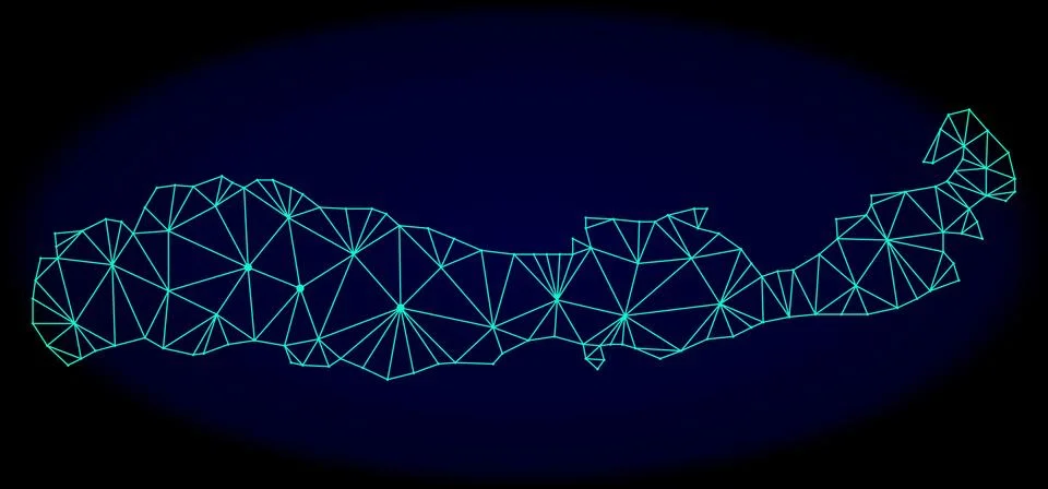 Polygonal Wire Frame Mesh Vector Abstract Map of Indonesia - Flores Island Stock Illustration