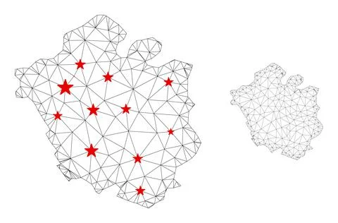 Polygonal Wire Frame Mesh Vector Chandigarh City Map with Stars Stock Illustration