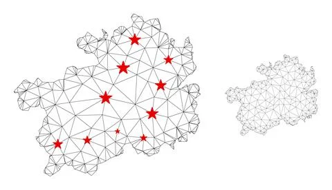 Polygonal Wire Frame Mesh Vector Guizhou Province Map with Stars Stockillustratie