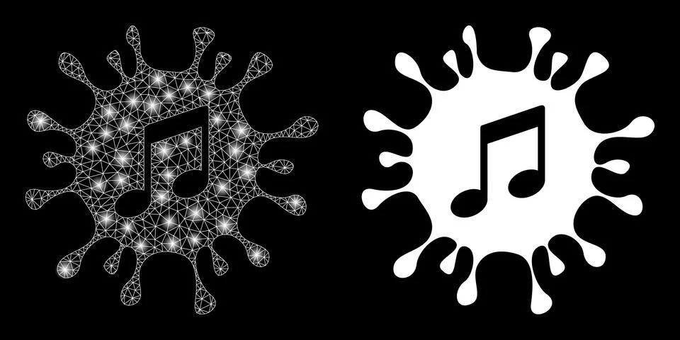 Polygonal Wire Frame Mesh Virus Melody with Magic Stock Illustration