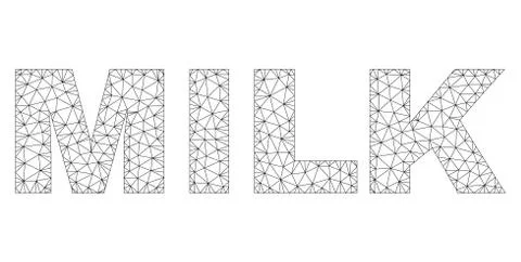 Polygonal Wire Frame MILK Text Caption 스톡 일러스트