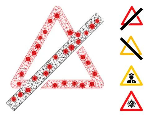 Polygonal Wire Frame No Danger Pictogram with Infectious Elements イラスト素材