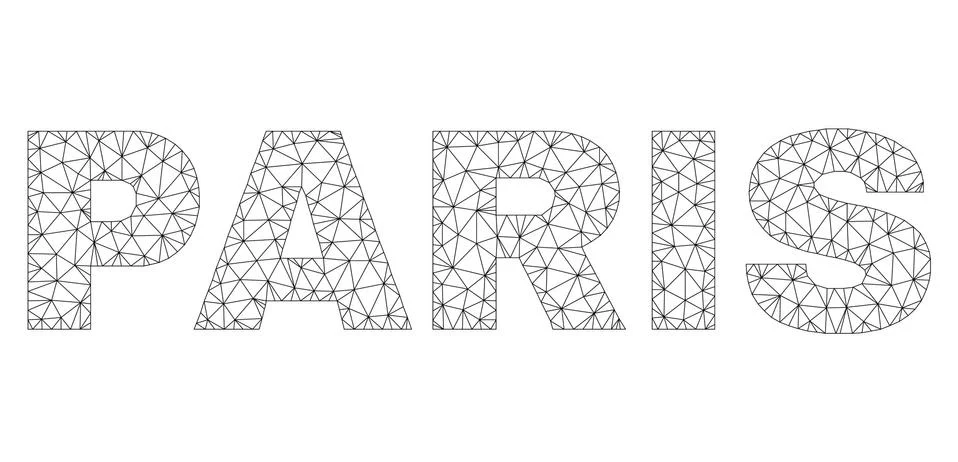 Polygonal Wire Frame PARIS Text Tag Stock Illustration