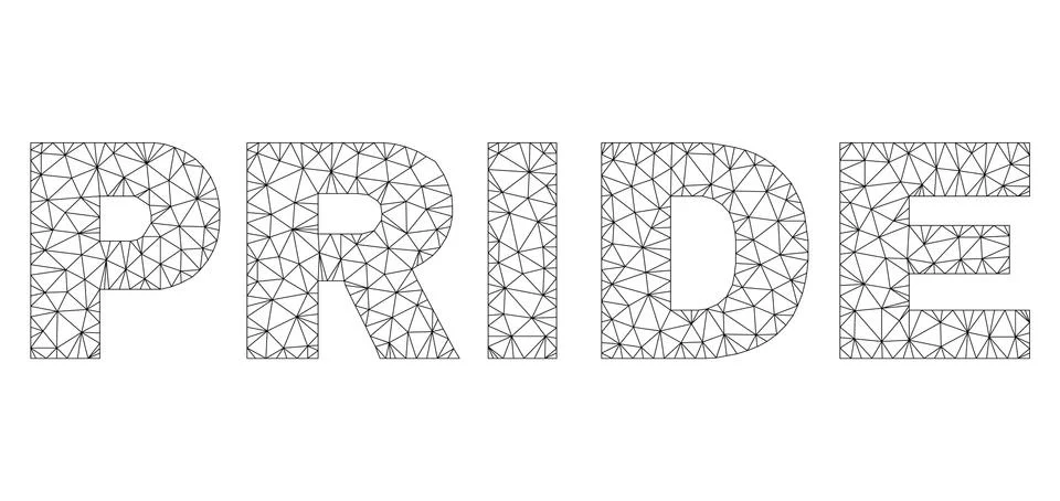 Polygonal Wire Frame PRIDE Text Caption Stock Illustration
