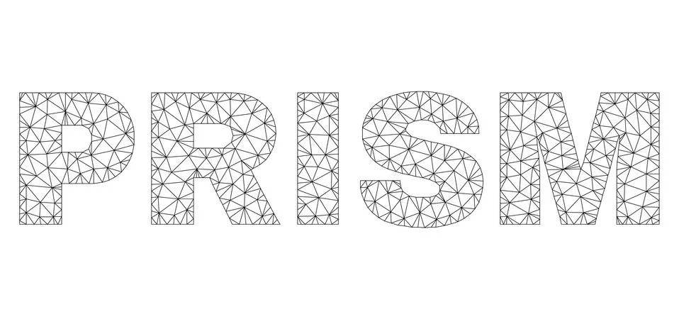 Polygonal Wire Frame PRISM Text Label Illustrazione stock