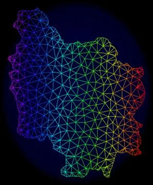 Polygonal Wire Frame Rainbow Mesh Vector Map of Burgundy Province イラスト素材