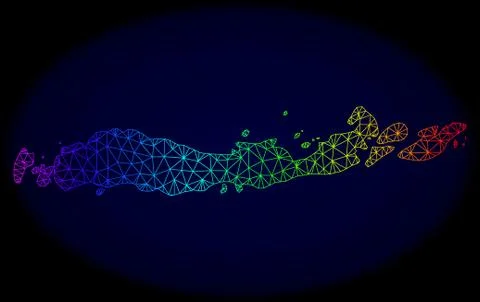Polygonal Wire Frame Rainbow Mesh Vector Map of Indonesia - Flores Islands Stock Illustration