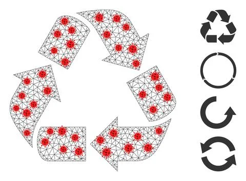 Polygonal Wire Frame Recycle Icon with Infectious Nodes Illustrazione stock