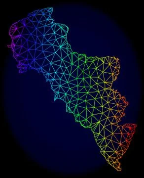 Polygonal Wire Frame Spectrum Mesh Vector Map of Greece - Andros Island Stock Illustration