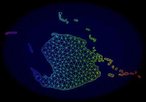 Polygonal Wire Frame Spectrum Mesh Vector Map of Juventud Island Ilustración de archivo